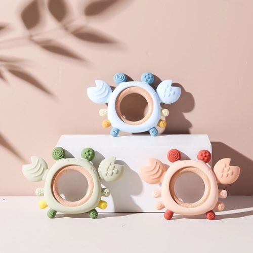 Anneau de Dentition Crabe en Silicone & Bois