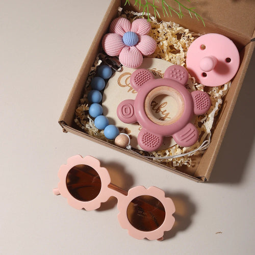 Coffret Cadeau naissance bébé Premium - Anneau dentition bois + Accessoires