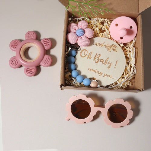 Coffret Cadeau naissance bébé Premium - Anneau dentition bois + Accessoires