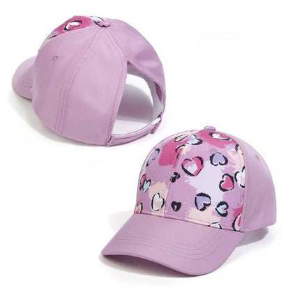 casquette-enfant-anti-UV-fille-rose-cœur