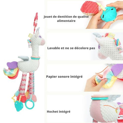 Peluche Licorne Multifonctions - Hochet Montessori et Jouet d'éveil